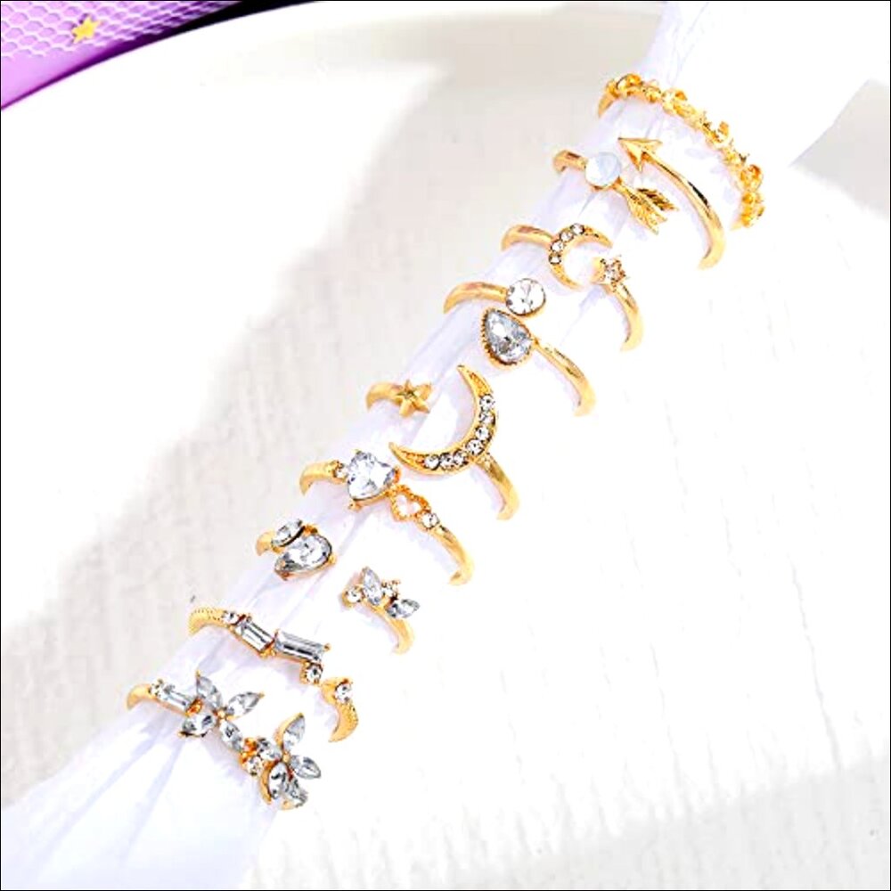 Stackable Moon Star Knuckle Rings Set, 9-Pack Adj… - image 7